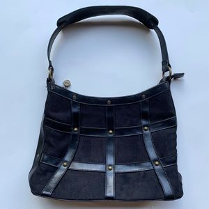 Hush Puppies Fleece&Leather Black&Gold Purse